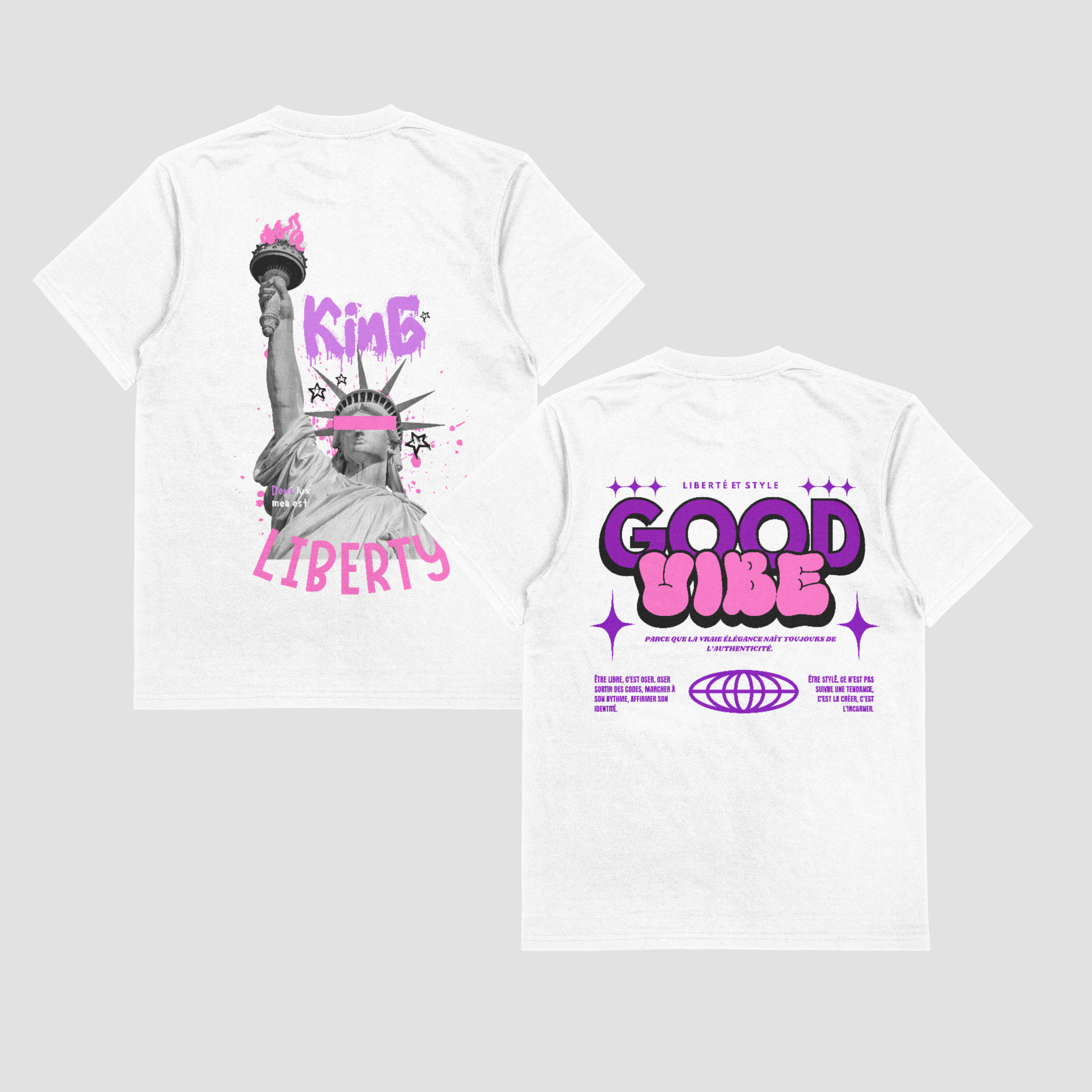 2 PACK T-shirt  liberty et good vibe